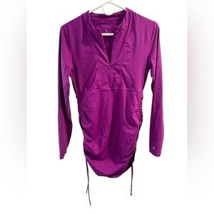 Athleta Ruched Purple Long Sleeve Athletic Top- Medium